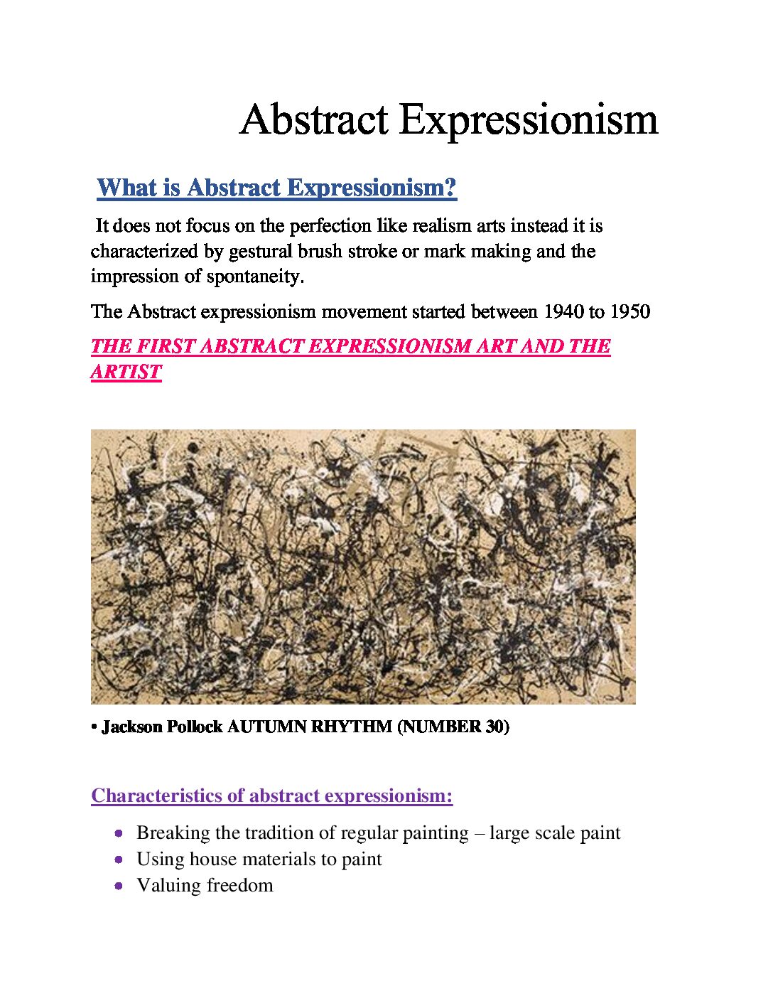 abstract expressionism thesis